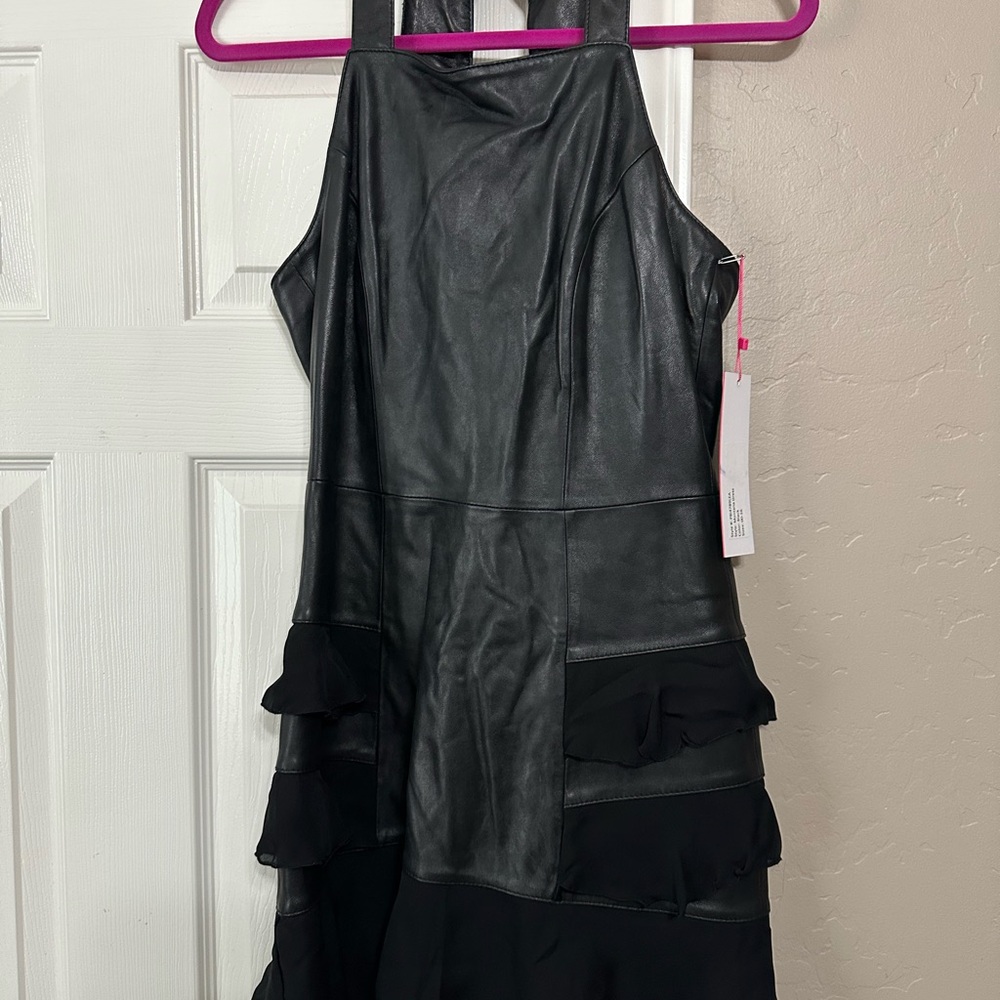 Parker Black Leather Mini Dress